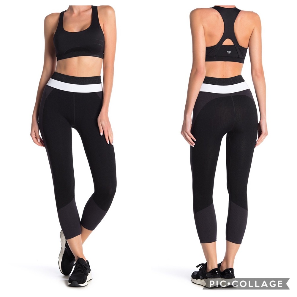 Free People High-Rise 3/4 Length Seamless Block Party Legging in Black and White